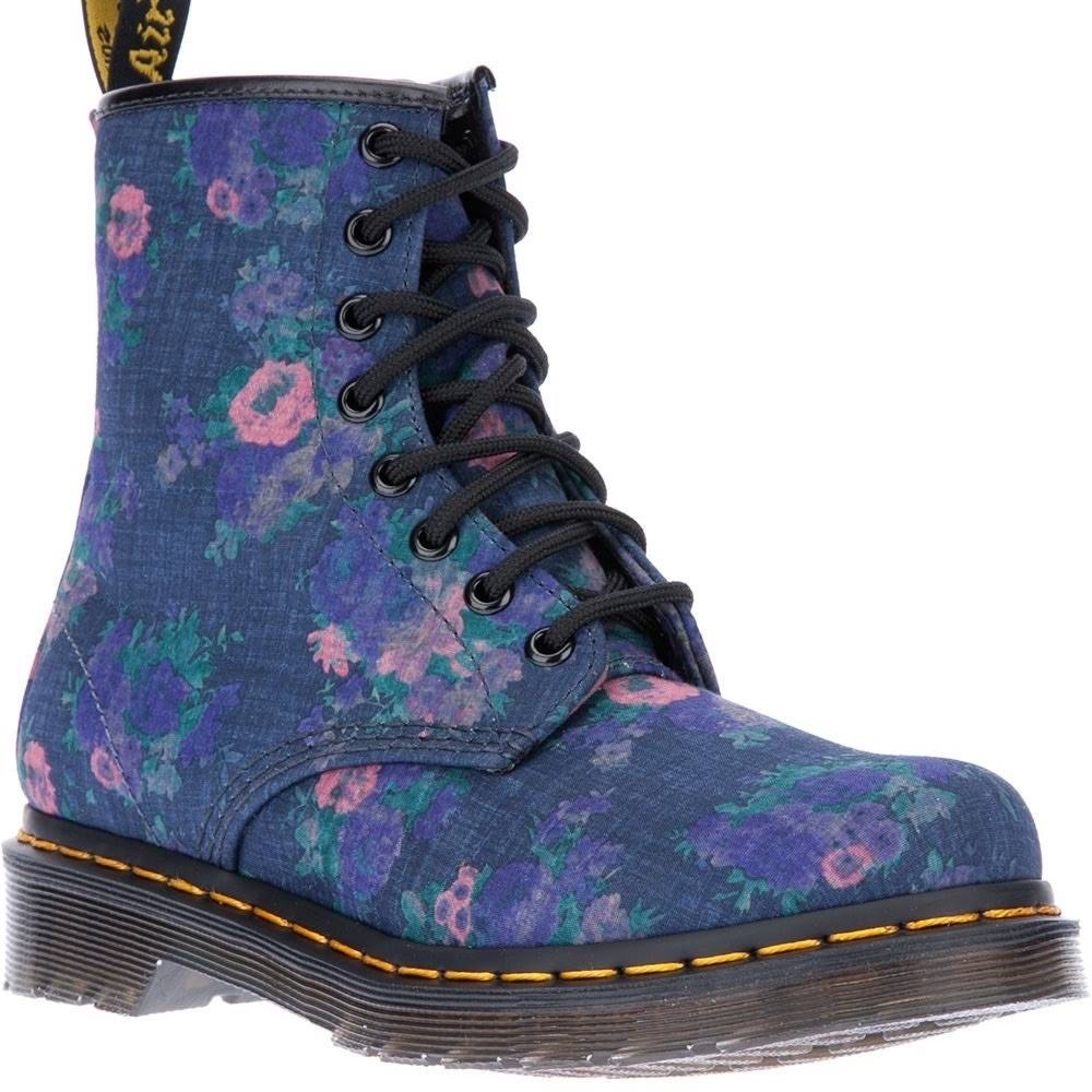 Dr. Martens Doc Marten Blue Floral Castel Boots Size US Womens 9